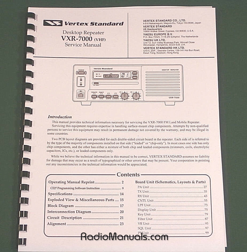 Yaesu VXR-7000v Service Manual